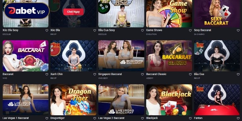 Hơn 20 sảnh casino trực tuyến hoạt động tại nhà cái Dabet